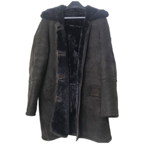 GilbertCohen Montreal Vintage Shearling Sheepskin Leather Coat Warm Fur Pocket L - Picture 1 of 15